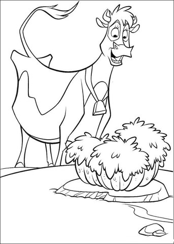 Cow Found Food  Coloring Page